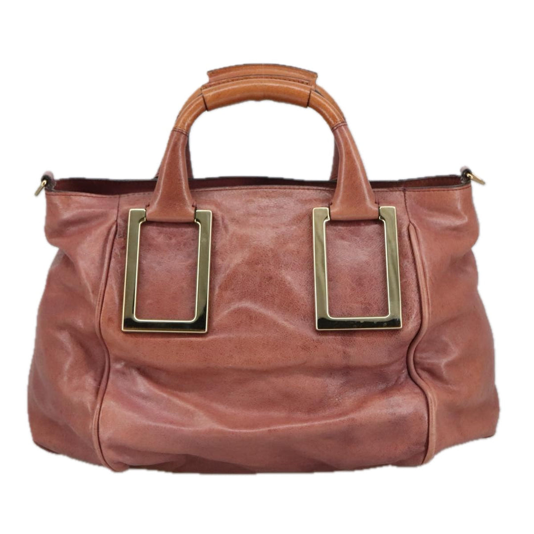 Chloe Etel Hand Bag Leather 2way Pink Gold 97477