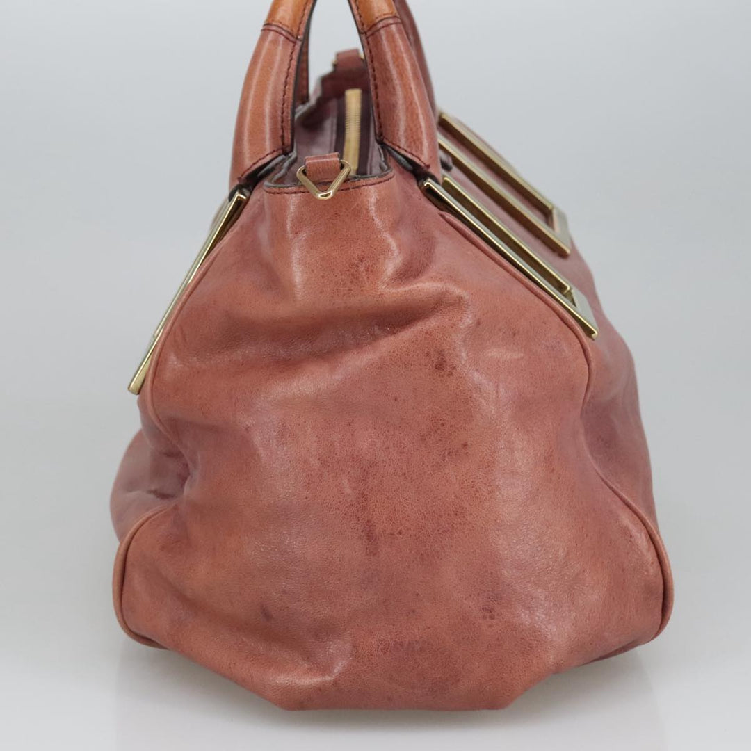 Chloe Etel Hand Bag Leather 2way Pink Gold 97477