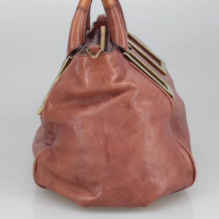 Chloe Etel Hand Bag Leather 2way Pink Gold 97477
