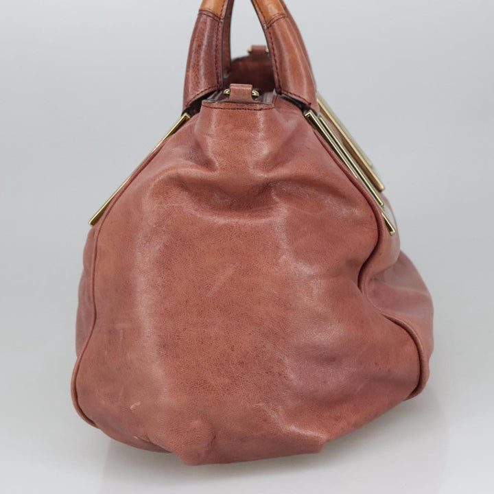 Chloe Etel Hand Bag Leather 2way Pink Gold 97477