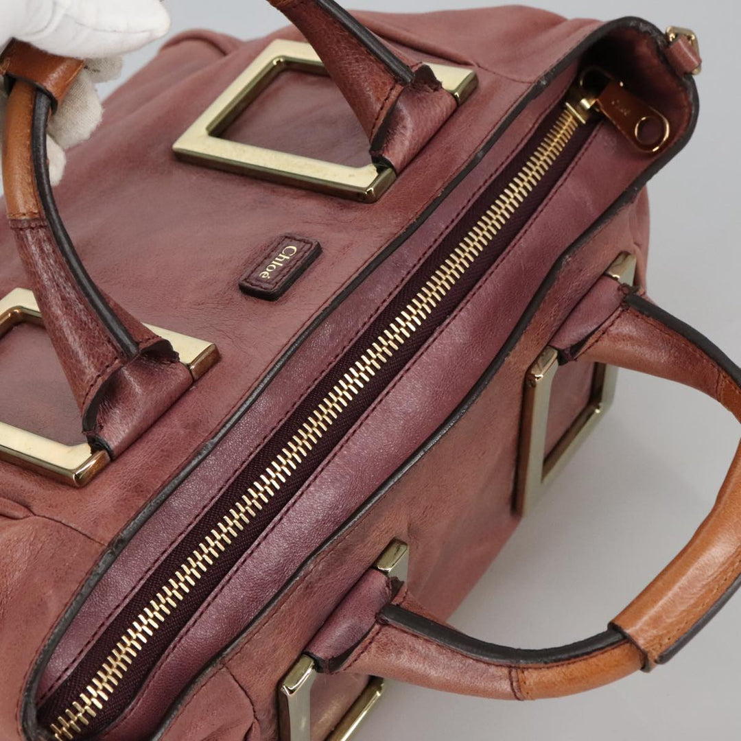 Chloe Etel Hand Bag Leather 2way Pink Gold 97477