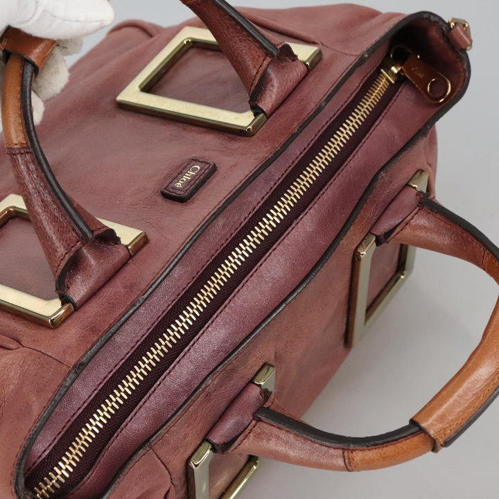 Chloe Etel Hand Bag Leather 2way Pink Gold 97477