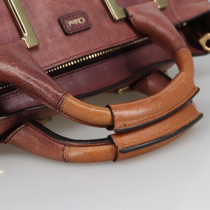 Chloe Etel Hand Bag Leather 2way Pink Gold 97477