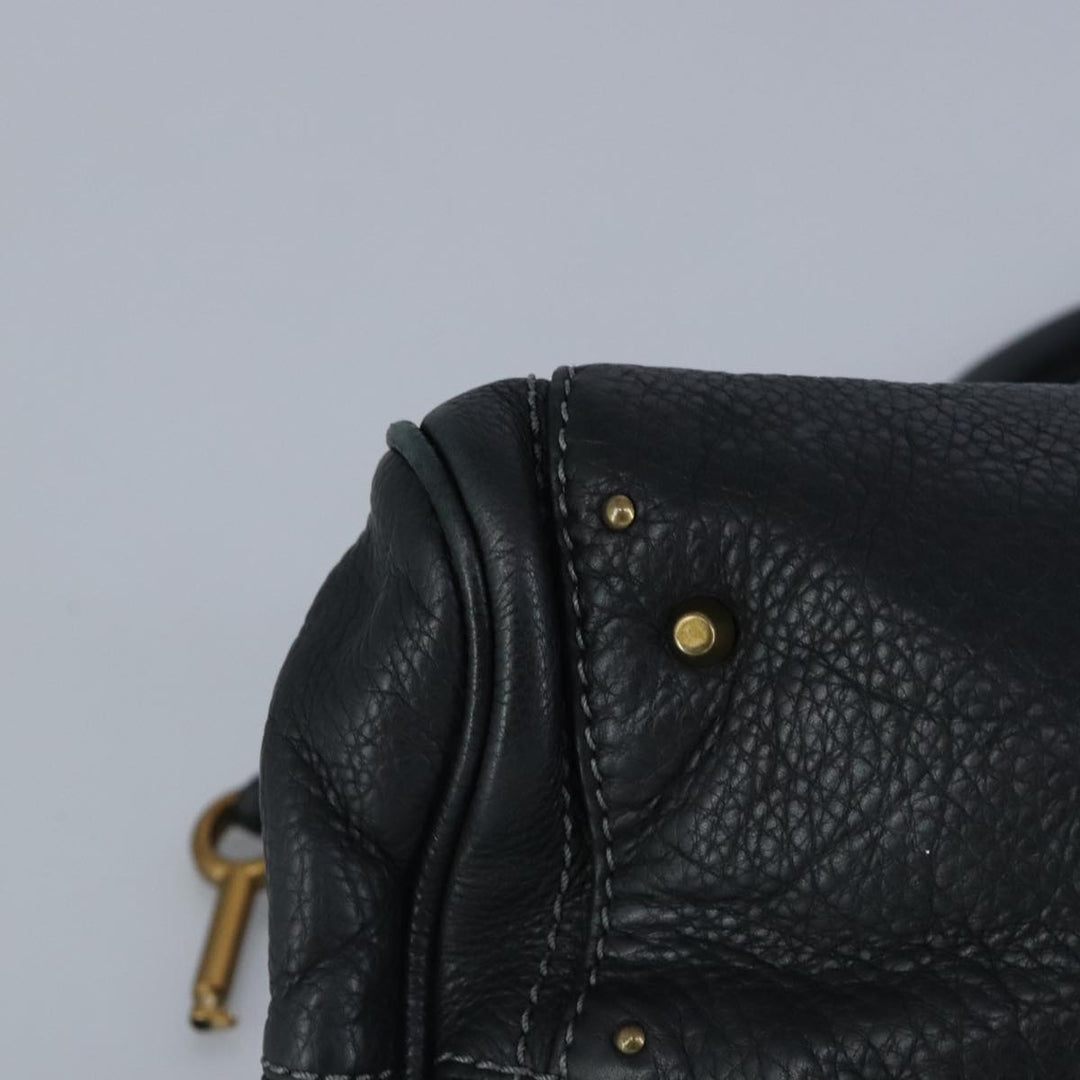 Chloe Paddington Hand Bag Leather Black Gold 97589