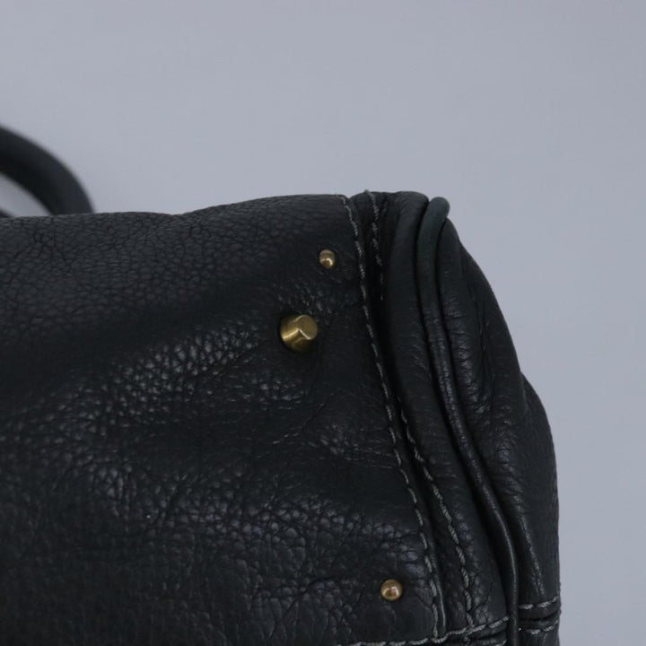 Chloe Paddington Hand Bag Leather Black Gold 97589