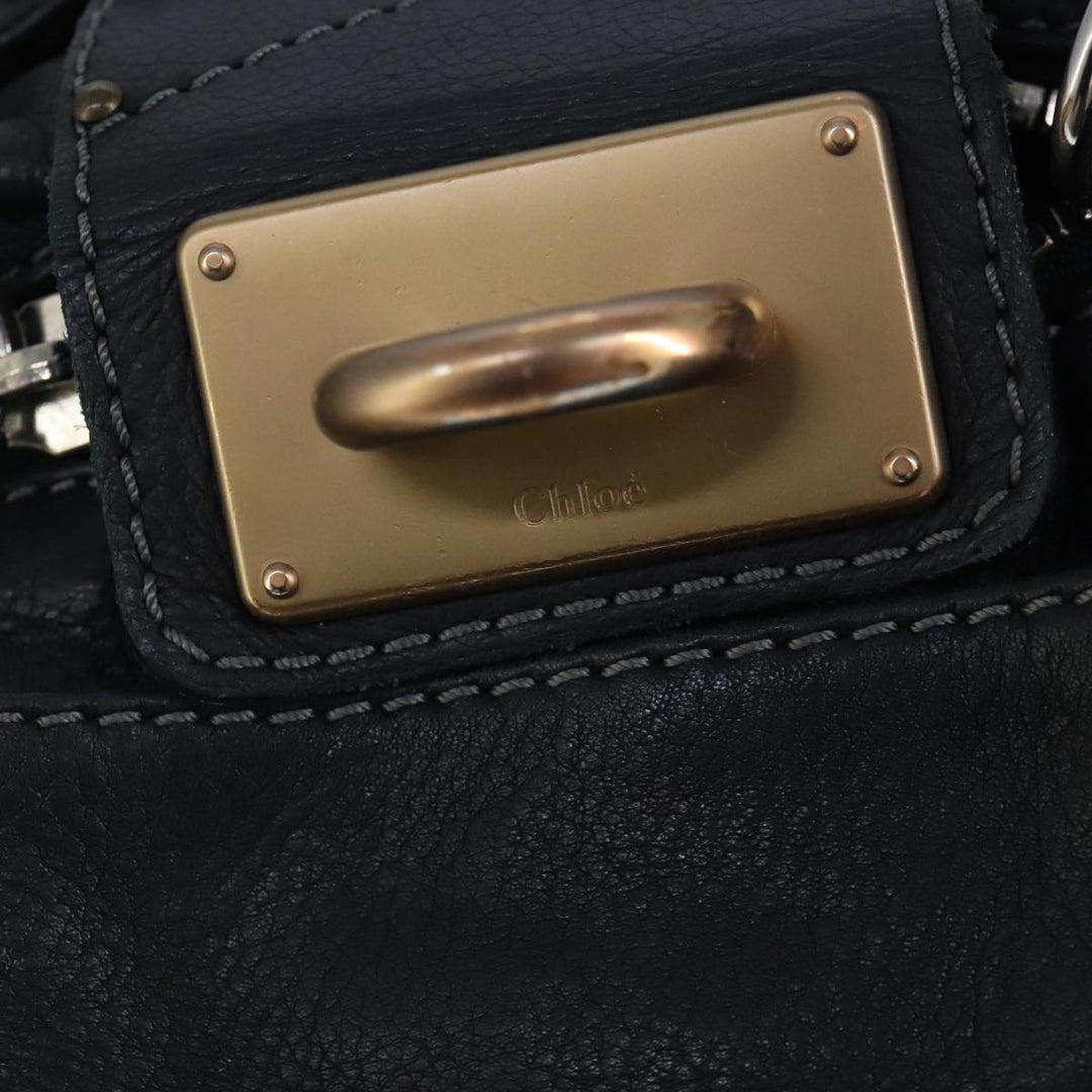 Chloe Paddington Hand Bag Leather Black Gold 97589