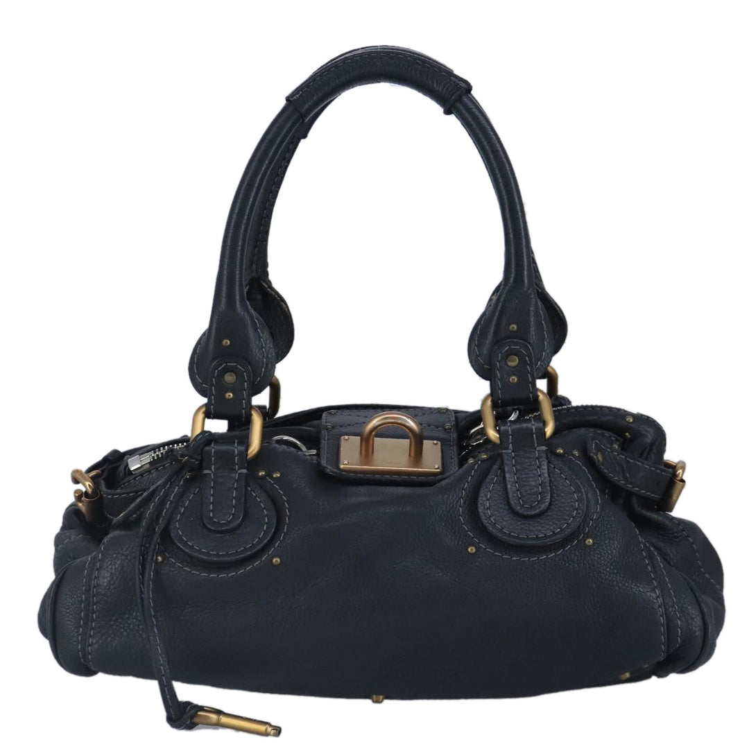 Chloe Paddington Hand Bag Leather Black Gold 97589