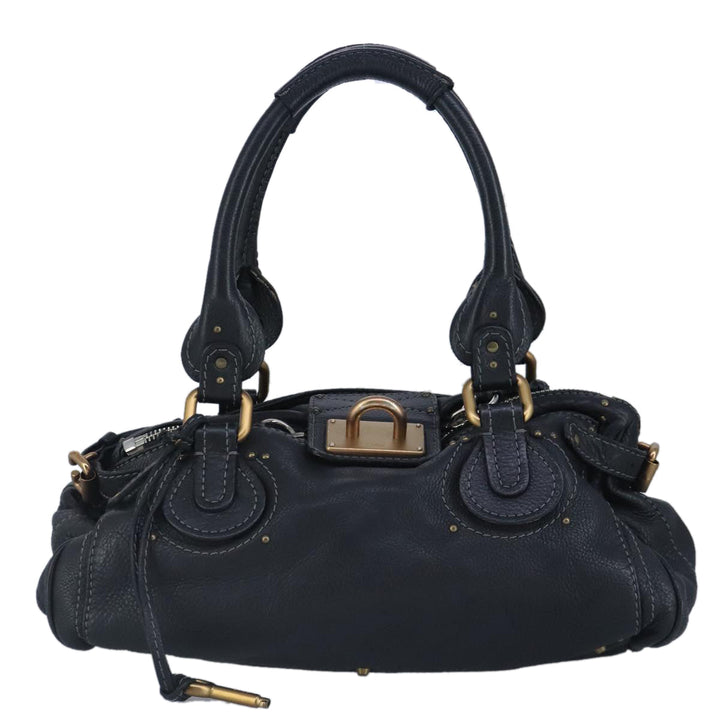 Chloe Paddington Hand Bag Leather Black Gold 97589