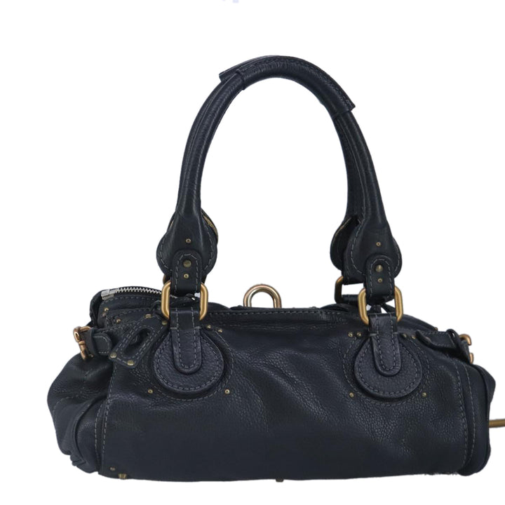 Chloe Paddington Hand Bag Leather Black Gold 97589