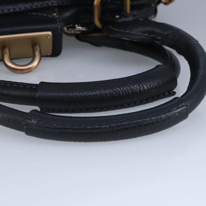 Chloe Paddington Hand Bag Leather Black Gold 97589