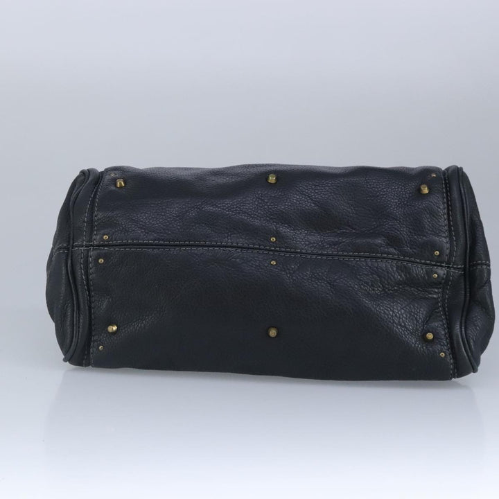 Chloe Paddington Hand Bag Leather Black Gold 97589