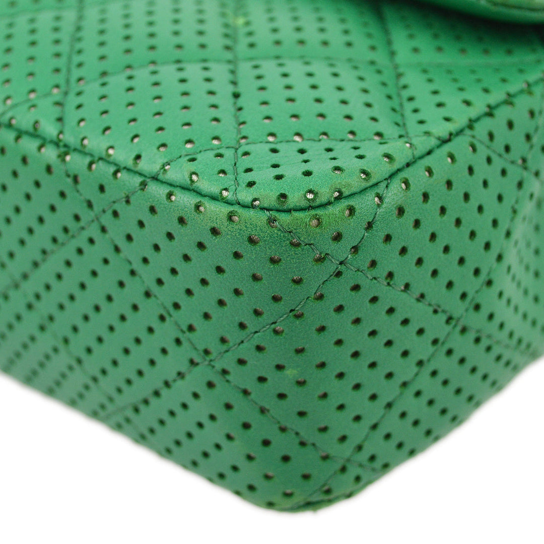 Top Quality Chanel Green Perforated Lambskin East West Shoulder Bag