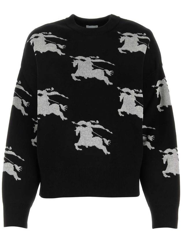 Burberry EKD Cotton Silk Jacquard Knit Top Black