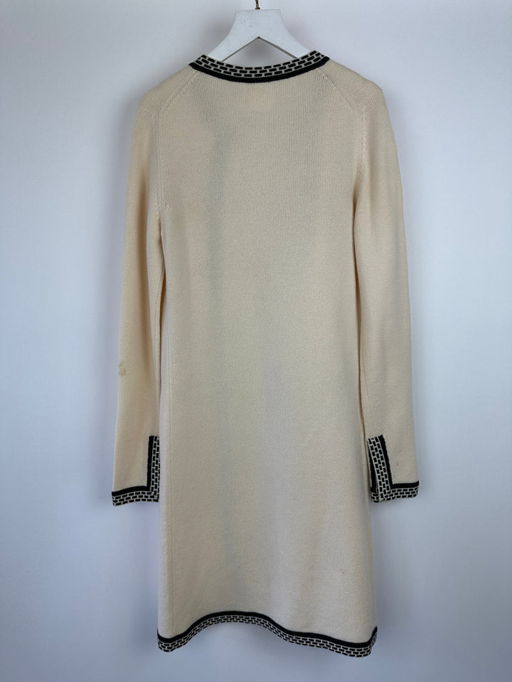 Top Quality Chanel 04A Cashmere Midi Dress and Longline igan Set With Grey Trim Detail FR 36 (UK 8)