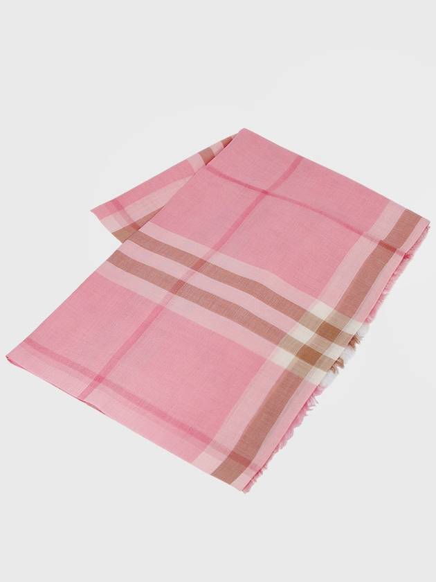 Burberry Check Wool Silk Scarf Pink