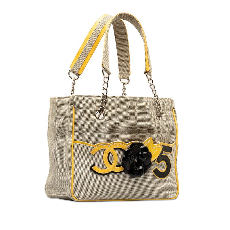 Top Quality Chanel None.5 Chocolate Bar Camellia Chain Handbag A31573 Yellow Gr Canvas Emmeline  CHANEL