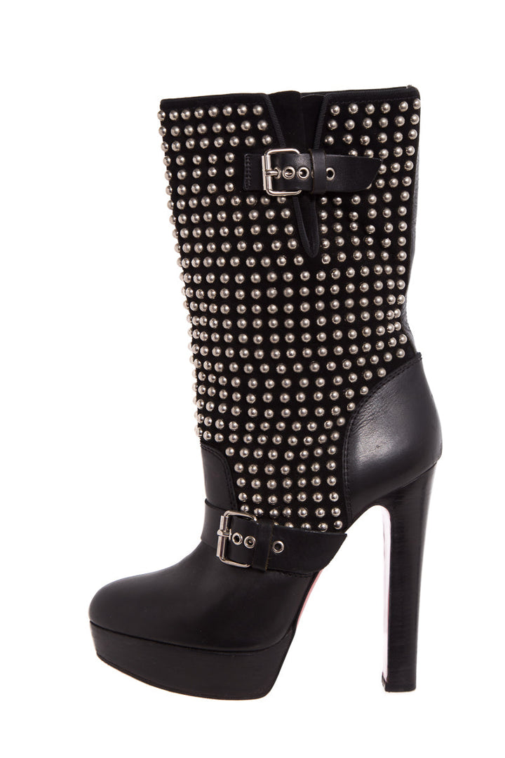 Christian Louboutin Black Patform Studded Boots SZ 40