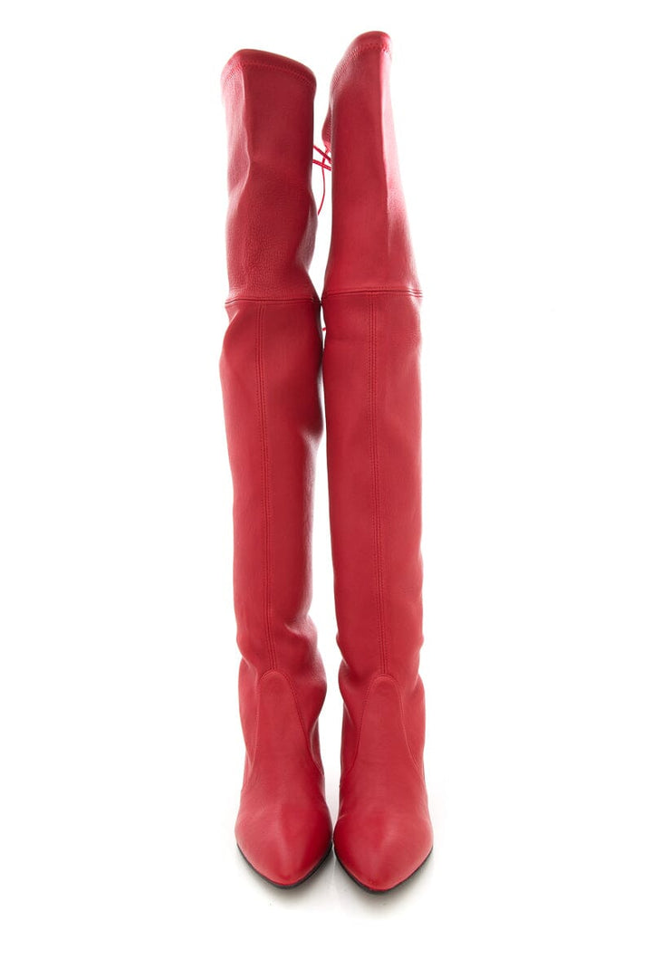 Stuart Weitzman Red Tall Leather Boots SZ 39