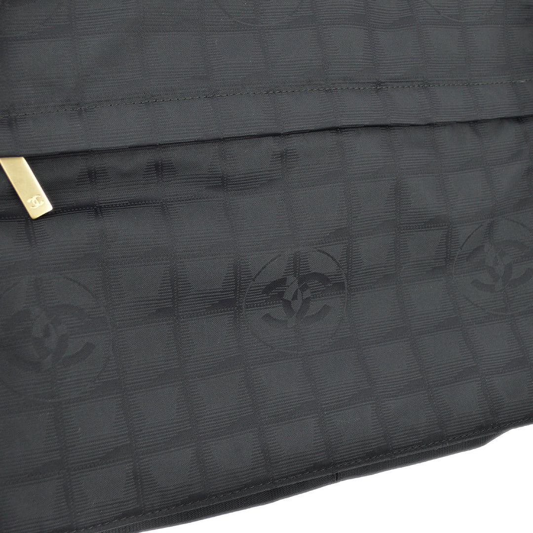 Top Quality Chanel Black Jacquard Travel Line Messenger Shoulder Bag