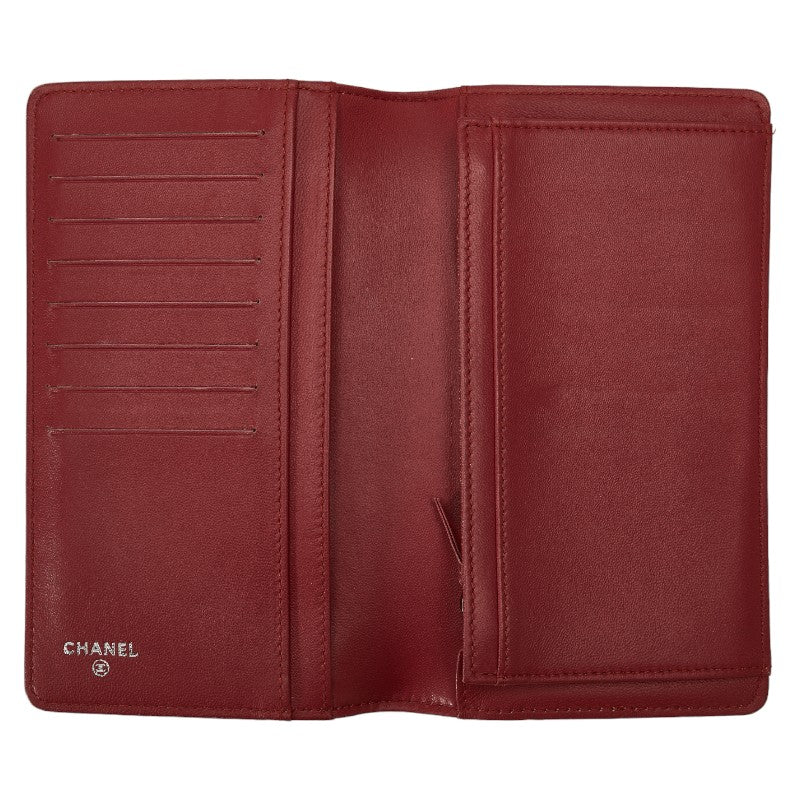 Top Quality Chanel Long Wallet Leather Wine Red