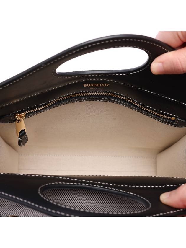 Burberry Mini Tri-tone Cotton Canvas and Leather Pocket Crossbody Bag Black Tan