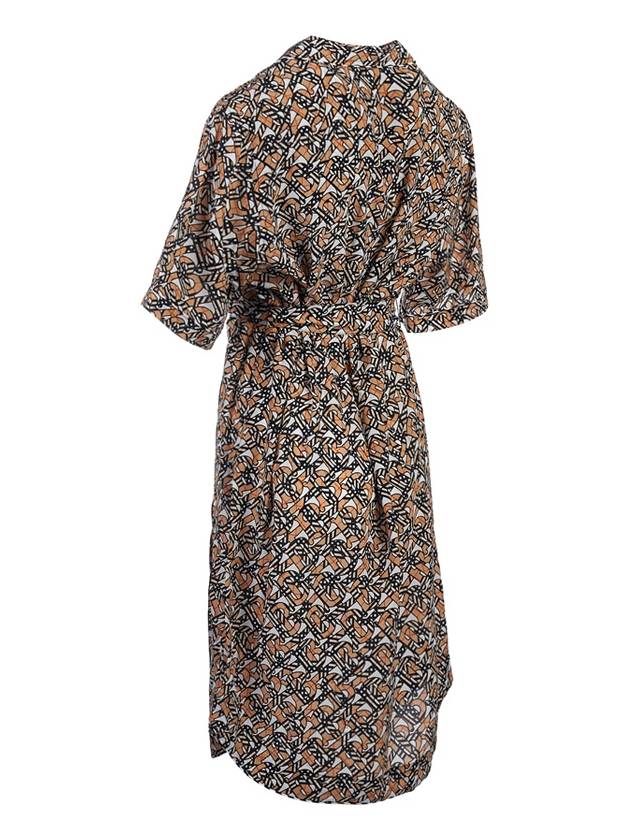 Burberry Monogram Logo Print Silk Midi Dress