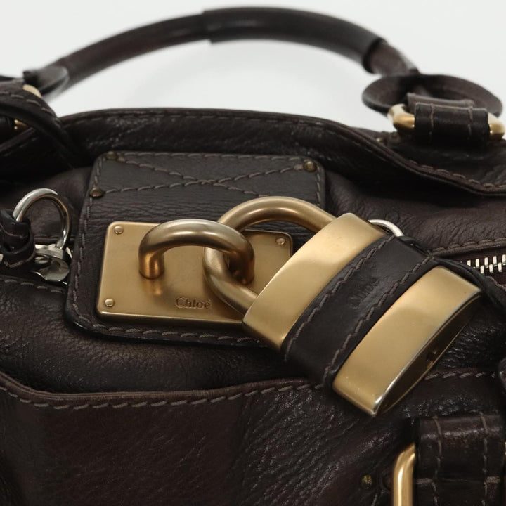 Chloe Paddington Hand Bag Leather Brown Gold 98287