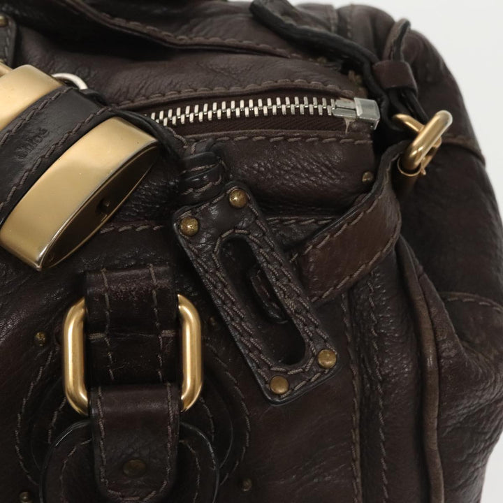 Chloe Paddington Hand Bag Leather Brown Gold 98287