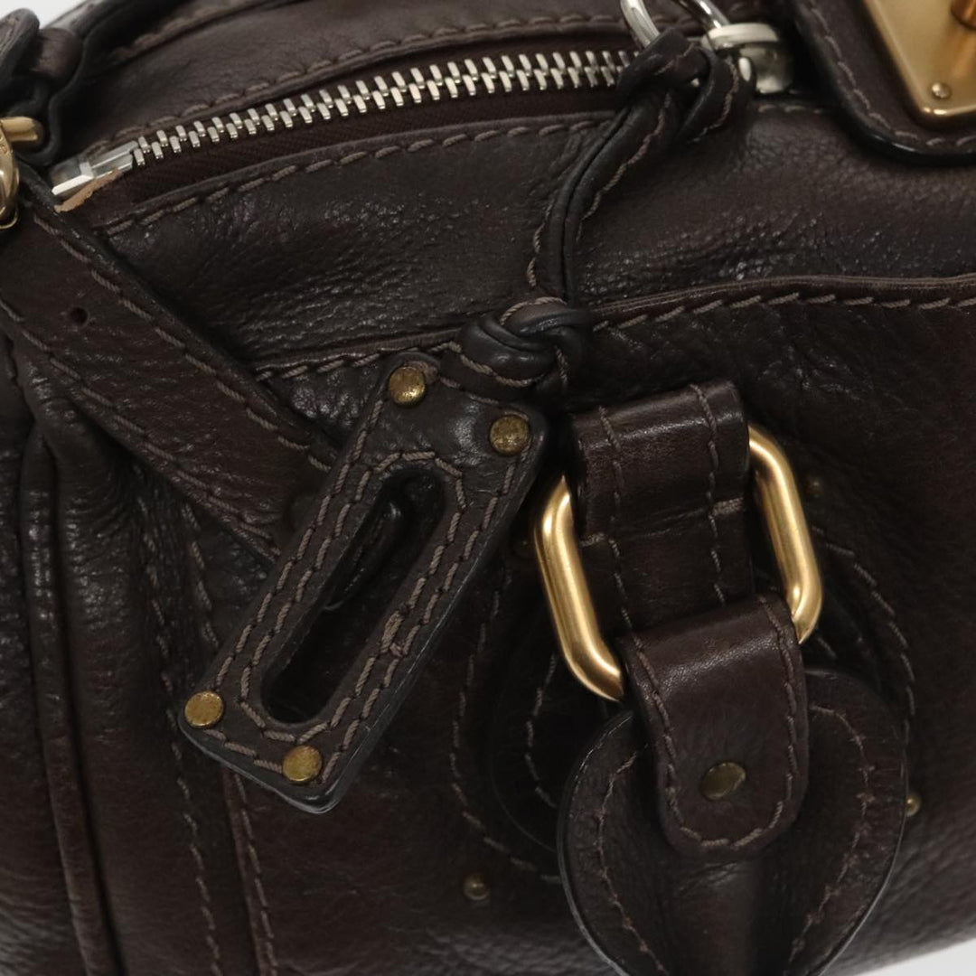 Chloe Paddington Hand Bag Leather Brown Gold 98287