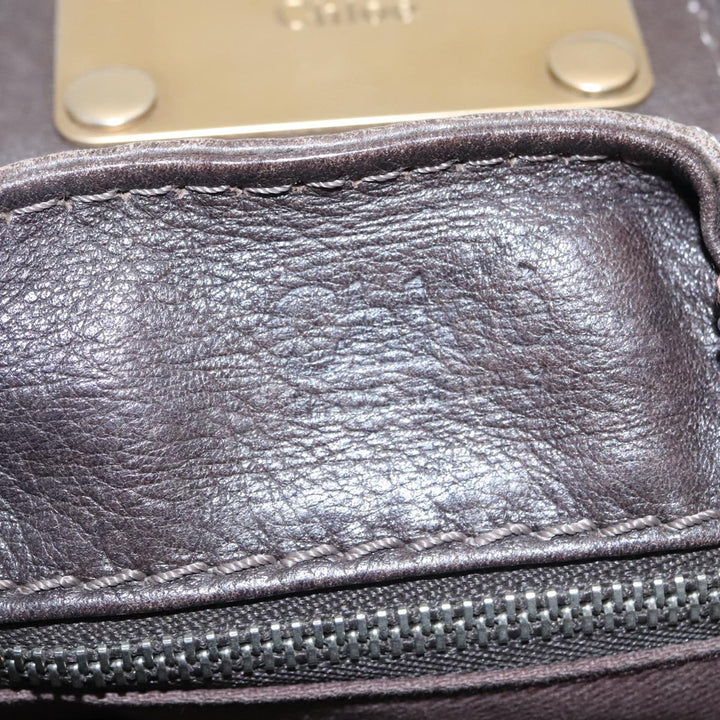 Chloe Paddington Hand Bag Leather Brown Gold 98287