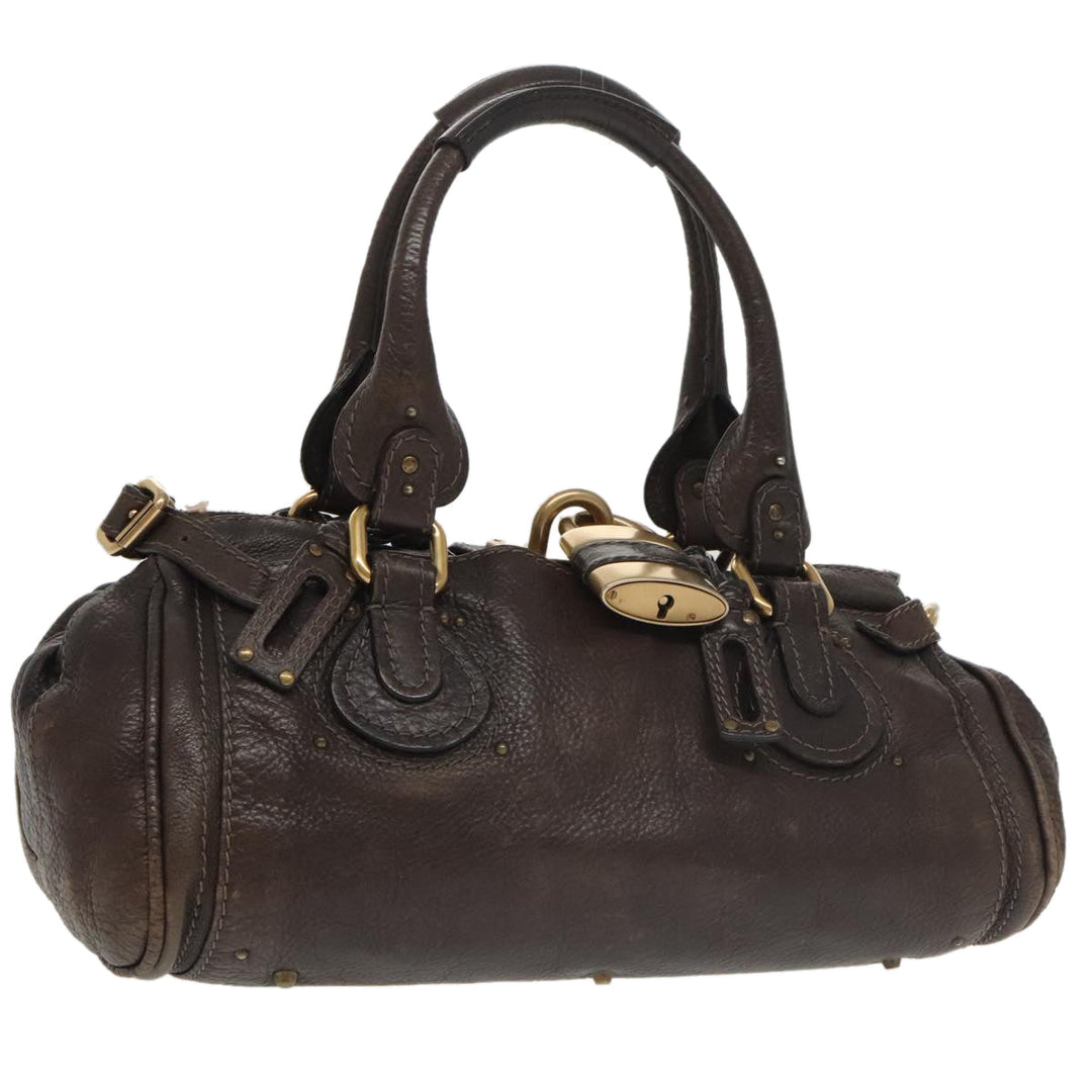 Chloe Paddington Hand Bag Leather Brown Gold 98287