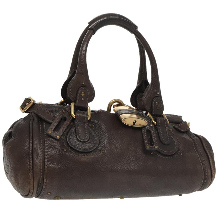 Chloe Paddington Hand Bag Leather Brown Gold 98287