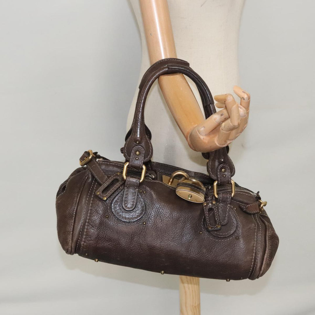 Chloe Paddington Hand Bag Leather Brown Gold 98287