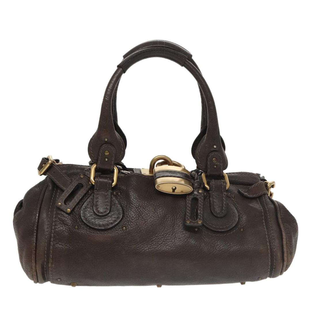 Chloe Paddington Hand Bag Leather Brown Gold 98287