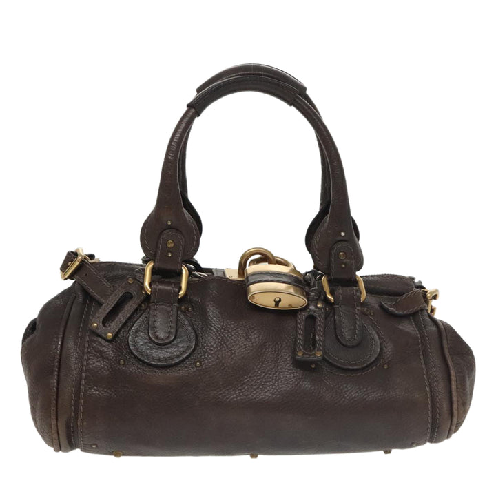 Chloe Paddington Hand Bag Leather Brown Gold 98287