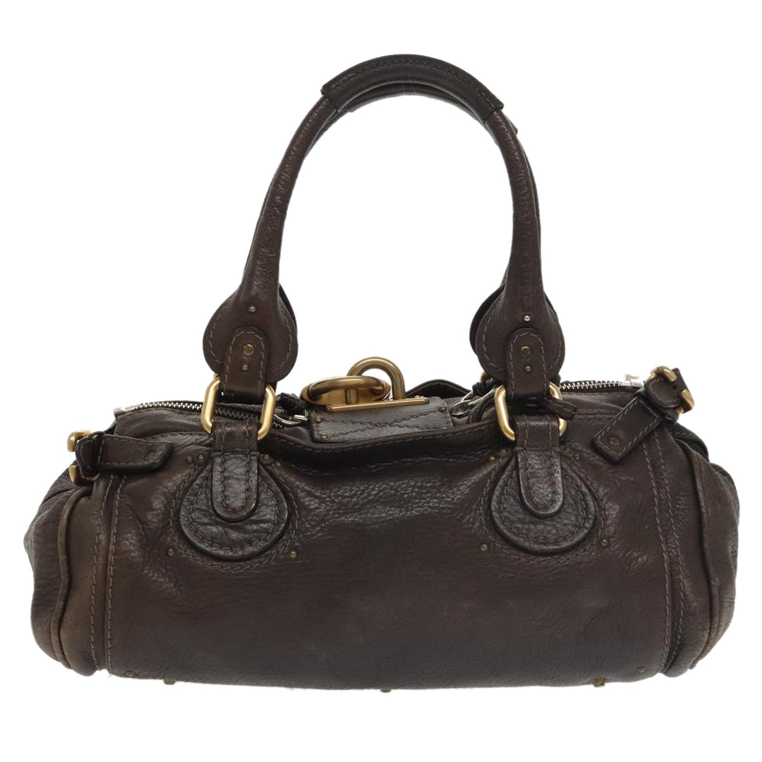 Chloe Paddington Hand Bag Leather Brown Gold 98287