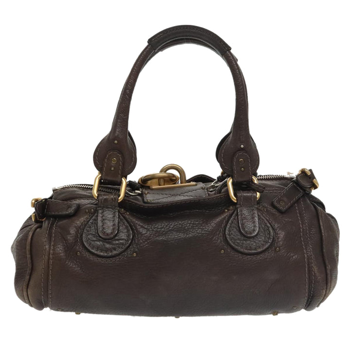 Chloe Paddington Hand Bag Leather Brown Gold 98287