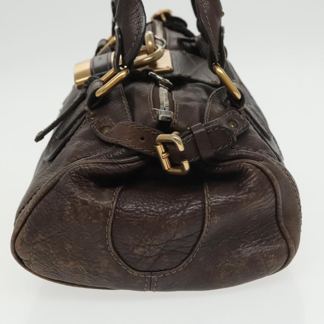 Chloe Paddington Hand Bag Leather Brown Gold 98287