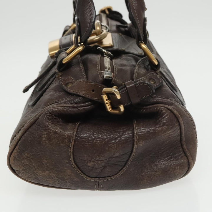 Chloe Paddington Hand Bag Leather Brown Gold 98287