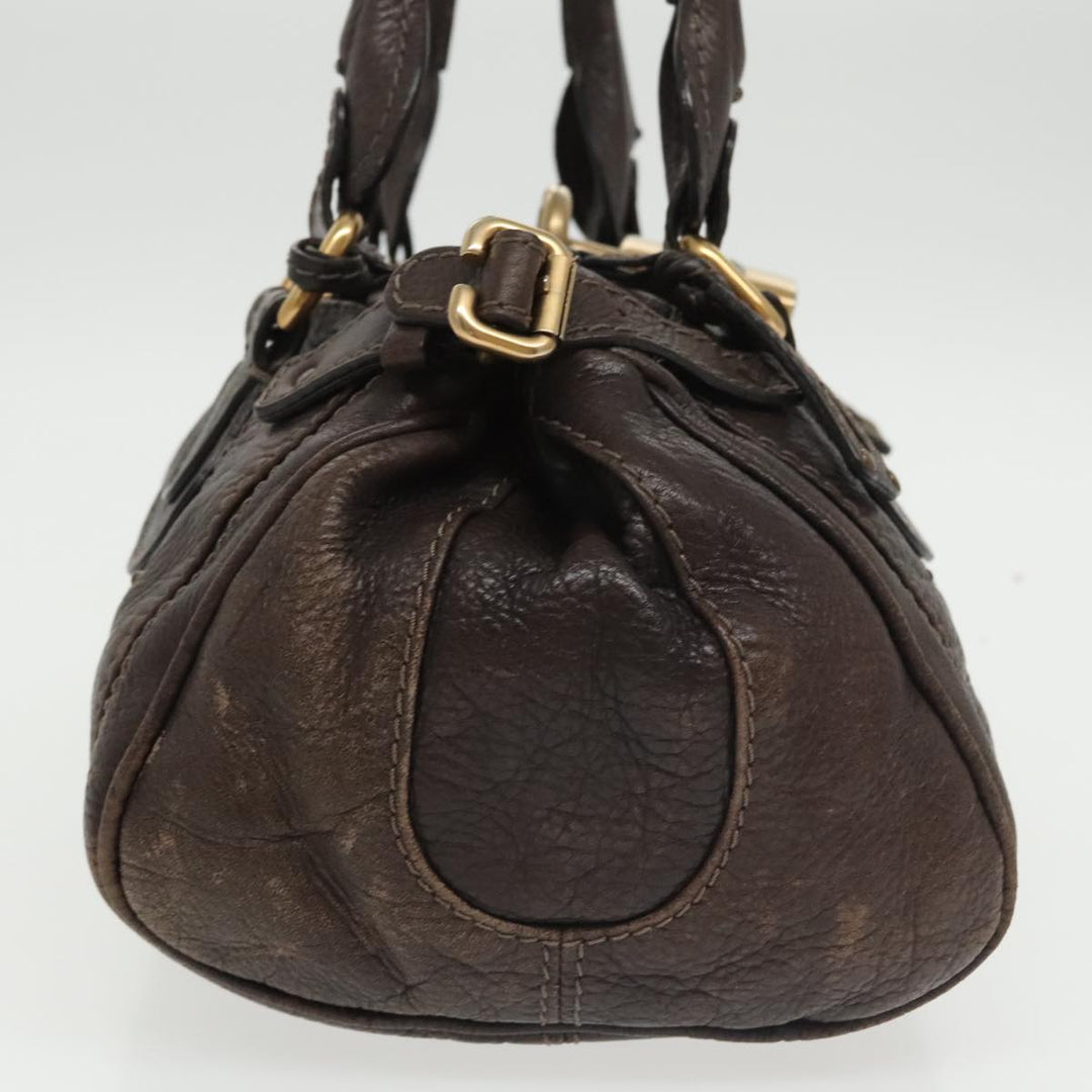 Chloe Paddington Hand Bag Leather Brown Gold 98287
