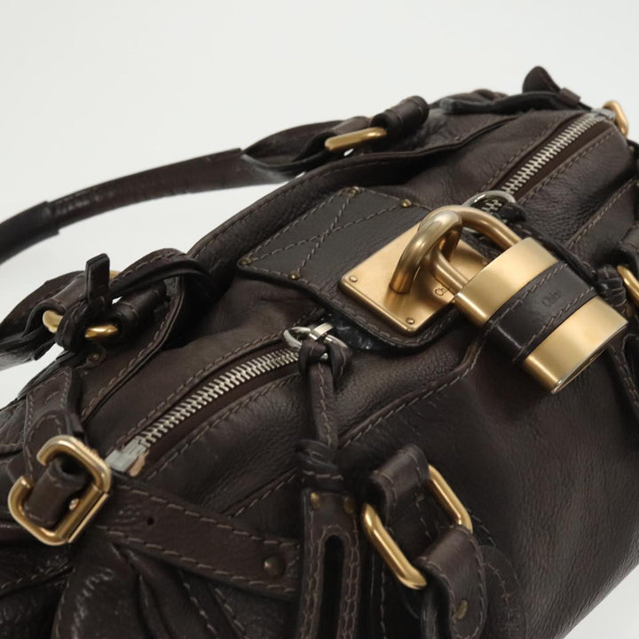 Chloe Paddington Hand Bag Leather Brown Gold 98287