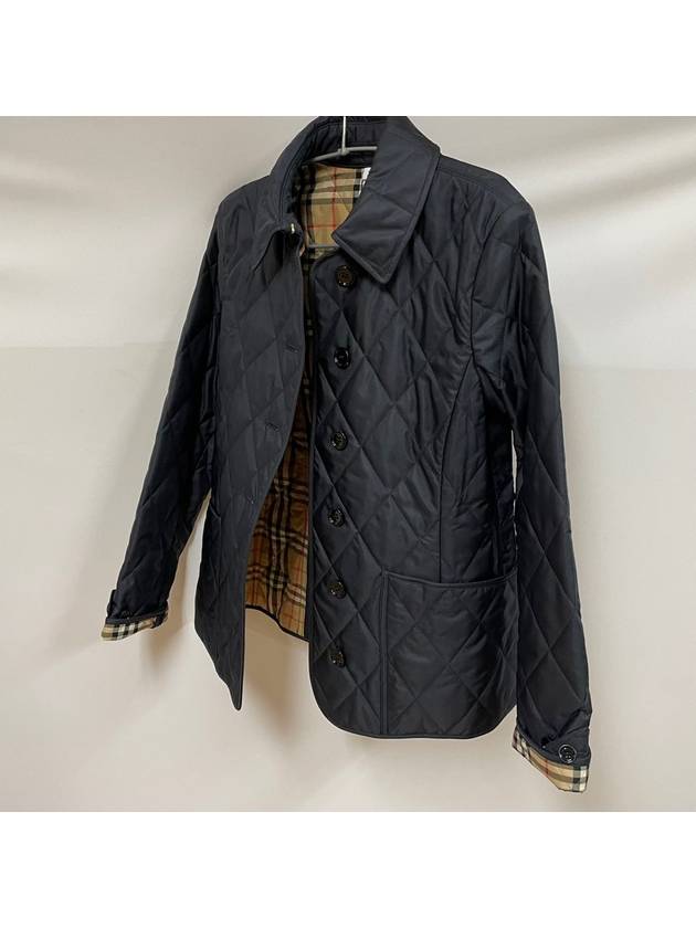 Burberry WoMen's Diamond Quilted Thermoregulated Check Jacket Midnight