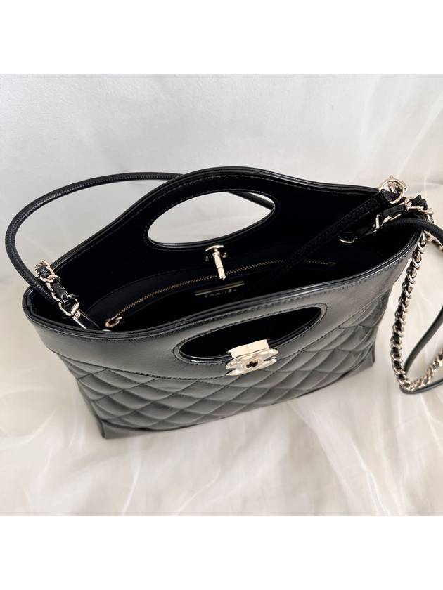 31 Gold Hardware Small Shiny Lambskin Shoulder Bag Black Chanel
