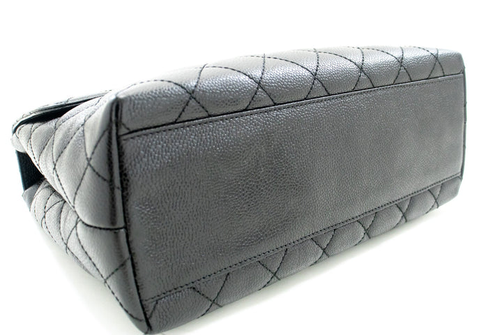 Chanel Caviar Handbag Top Handle Bag Kelly Black New Leather Gold