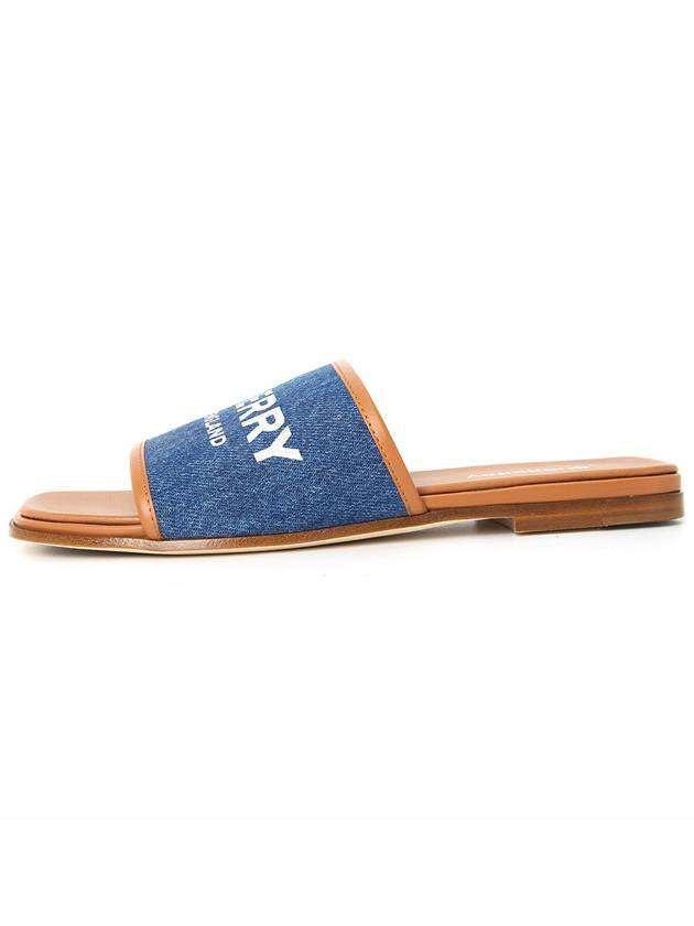 Burberry Logo Print Denim Slipper Sandals Blue