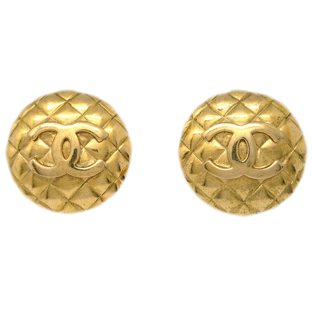 Top Quality Chanel Button Earrings Clip-On Gold 2400
