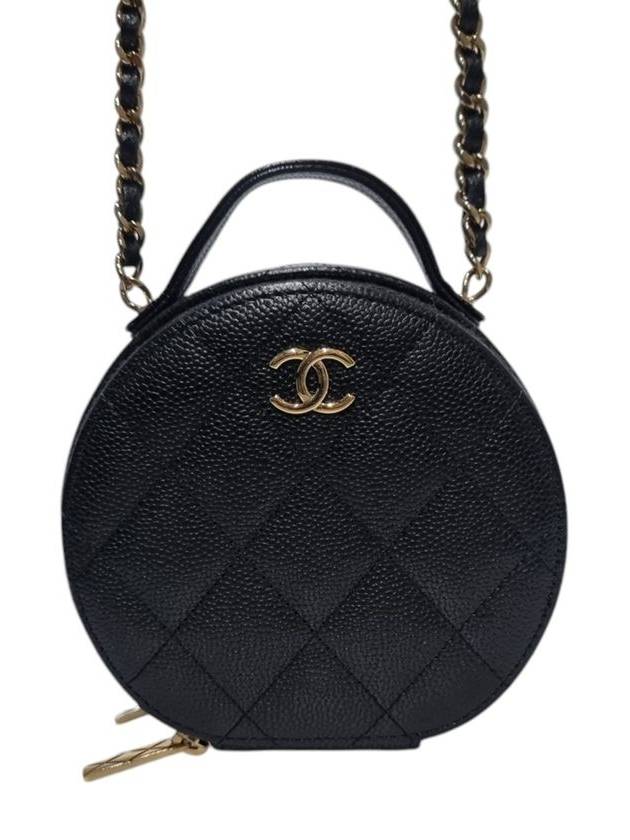 AP2502 Black Caviar Top Handle Tambourine Gold Chain Cross Bag Chanel