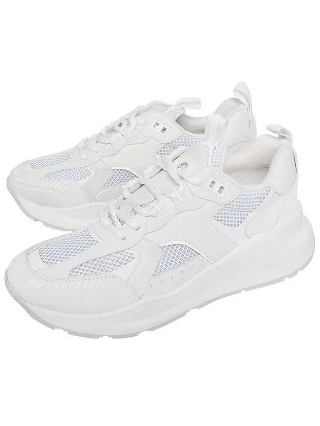 Top Quality Burberry Logo Print Leather Suede Mesh Low Top Sneakers White