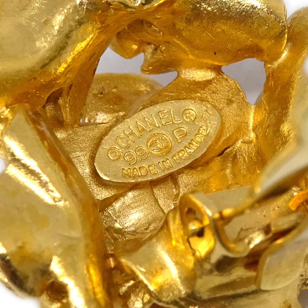 Top Quality Chanel Flower Earrings Clip-On Gold 99P