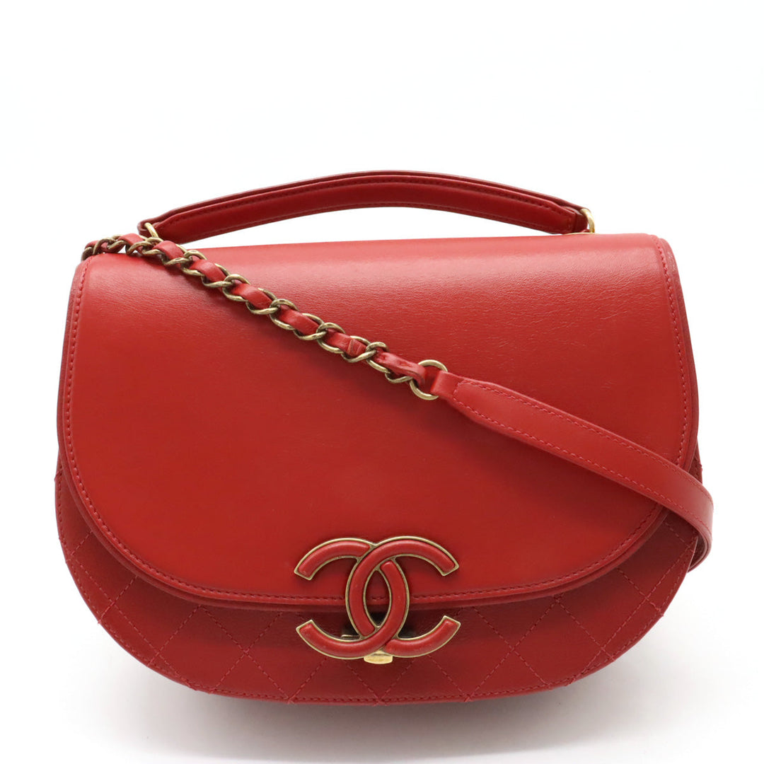 Top Quality Chanel Coconut Matrasse Chain Shoulder Bag Posket 2WAY Leather Red Gold  A93461